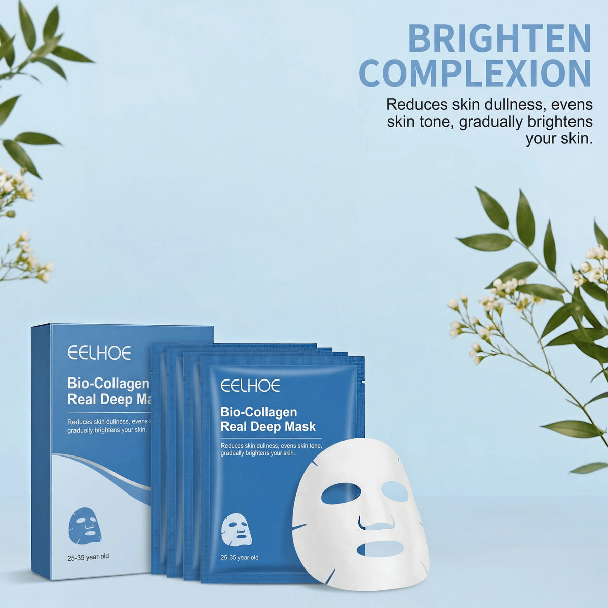 Eelhoe Bio Collagen Mask Centella Extract Deep Moisturizing Anti Aging Pore Minimizer Skin Firming Brightening Hydrating Face Sheet Mask
