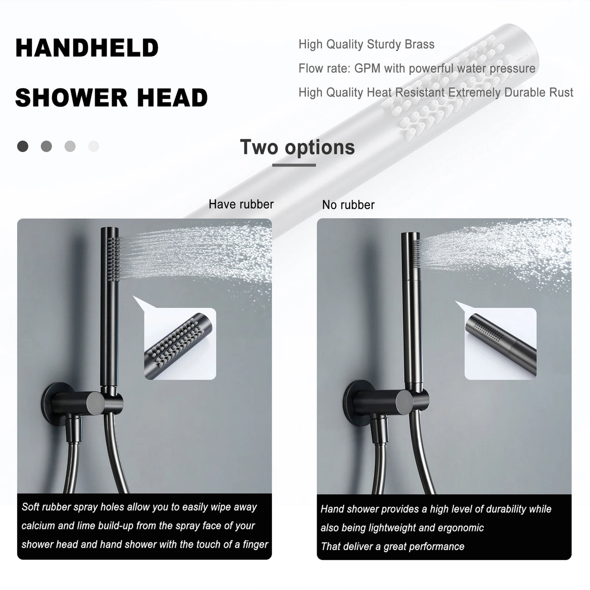 Black Bathroom Shower Faucet Set Wall Mount Rainfall Shower Head Hot Cold Diverter Gunmetal Bath Bathtub Mixer With Handshower
