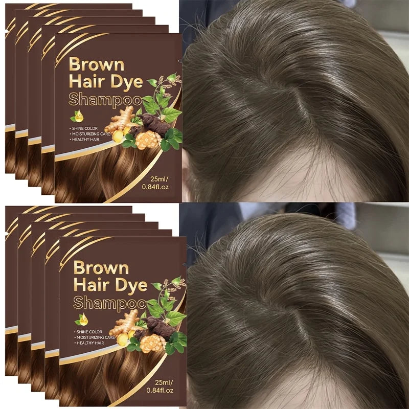 Bag of 3-in-1 Instant Hair Color Shampoo, DIY Hair Color Herbal Color Treatment, 25ml Hair Color Sachet