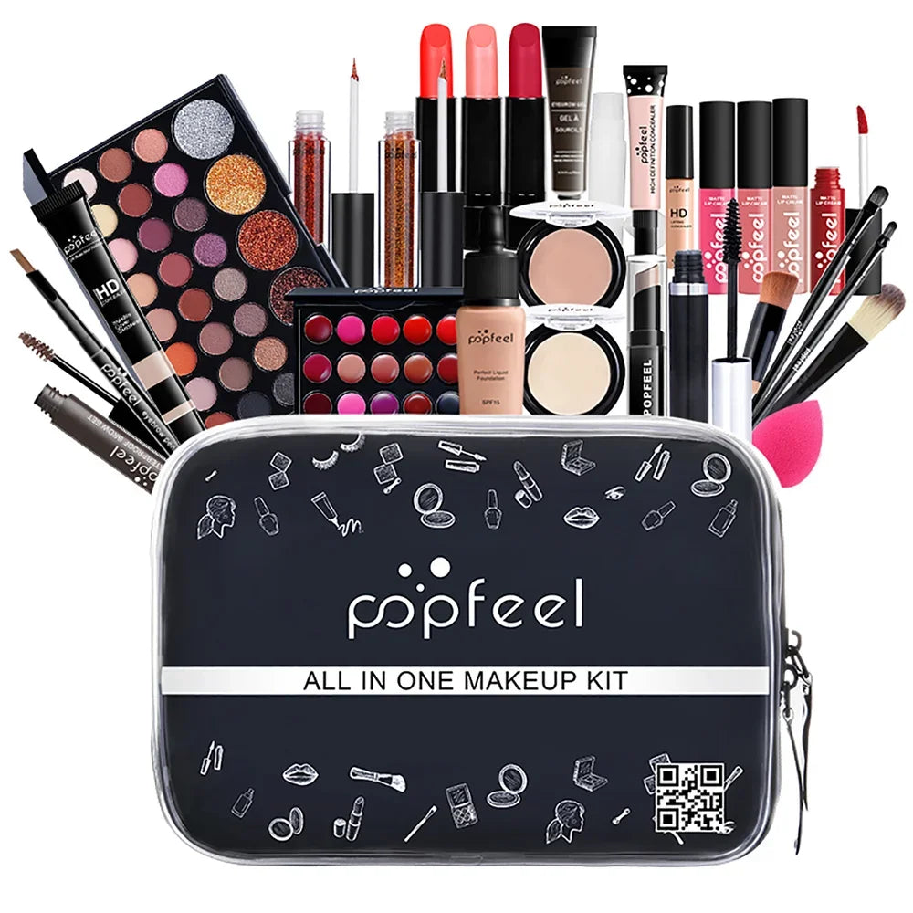 Christmas Makeup Gift Box Foundation Eyeshadow Powder Long Lasting Lip Ink 27 Pieces Birthday Gifts Makeup for Women Full Kit