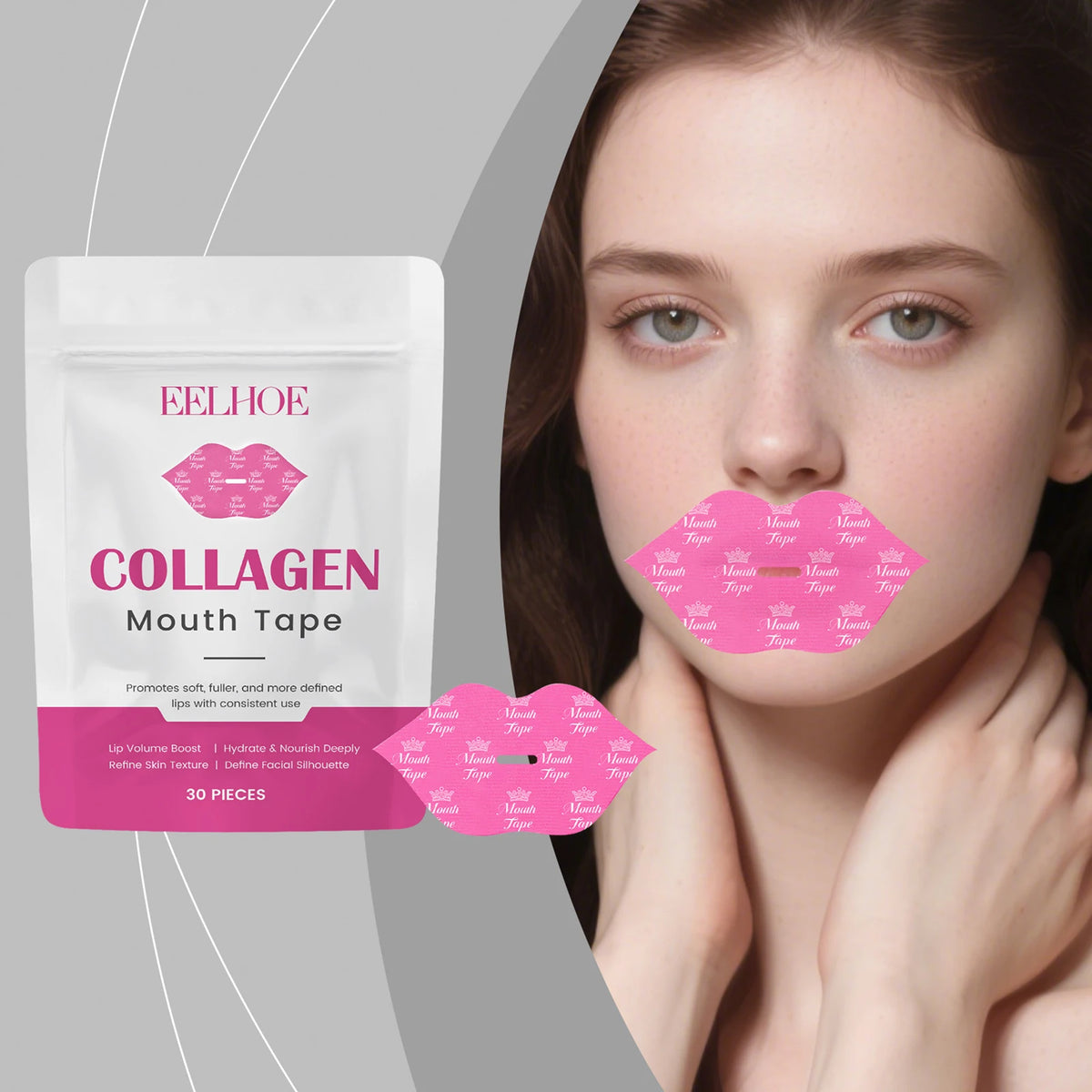 30pcs Collagen Beauty Tape,Deep Moisturizing Lip Mask For Dry Lips,Hydrating Lip Sleep Mask,Collagen Mouth Patch For Women