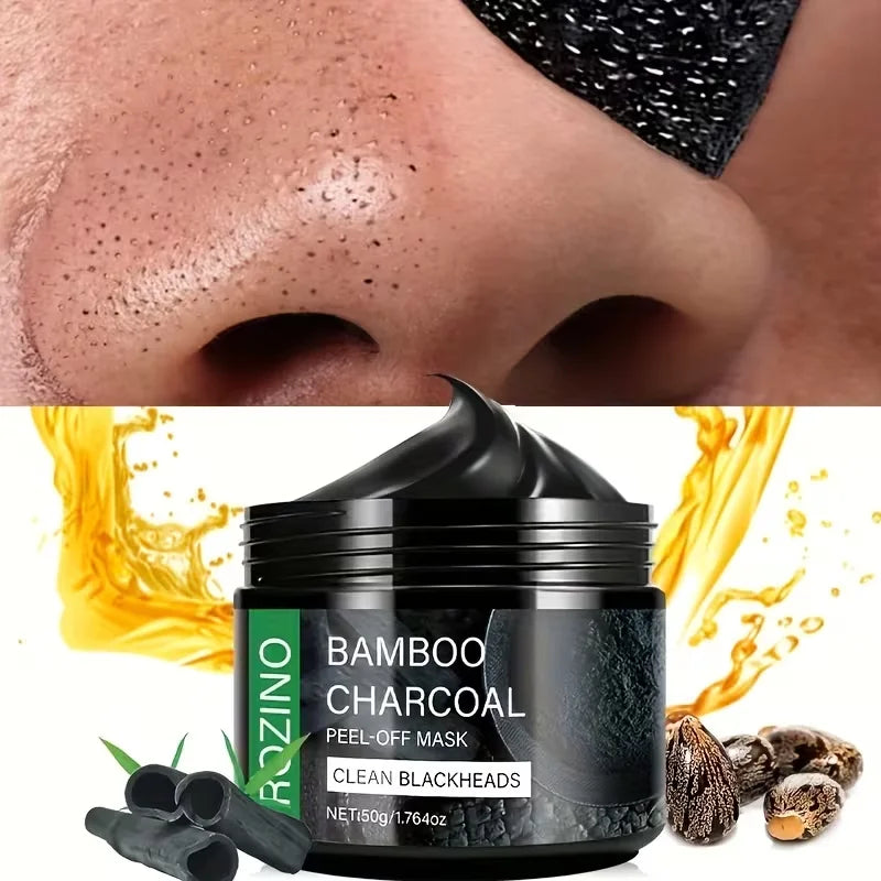 50g Bamboo Charcoal Blackhead Facial Cleansing Peel-Off Mask, Cleanses the Entire Face, Gently Cleanses Facial Skin, Hydrates and Moisturizes, Does Not Leave Skin Tight after Use, Makes Skin Soft and Smooth, Brightens Skin To