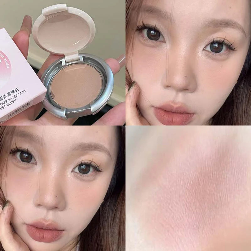 Soft Mist Powder Blusher Low Saturation Blush Palette Beige Brown Facial Contour Brightening Blush Cream Makeup Matte Pink Rouge