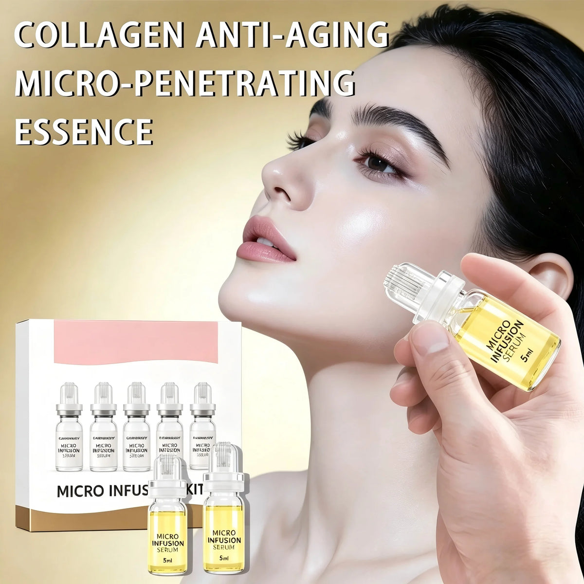 Anti-Wrinkle・Firming・Pore Minimizing・Hydrating – Korean Micro Molecule Serum Kit with Collagen & Hyaluronic Acid