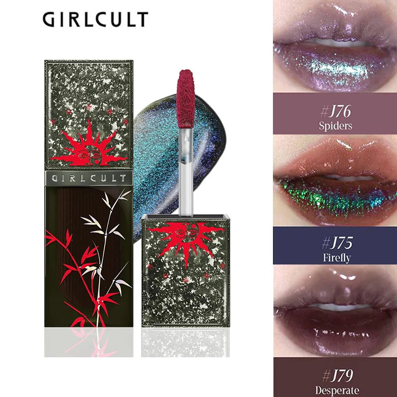 Girlcult Goth Mirror Lipgloss Glossy Green Chameleon Hydrating Lip Glaze High-Shine Non-stick Cup Long-lasting Lip Makeup