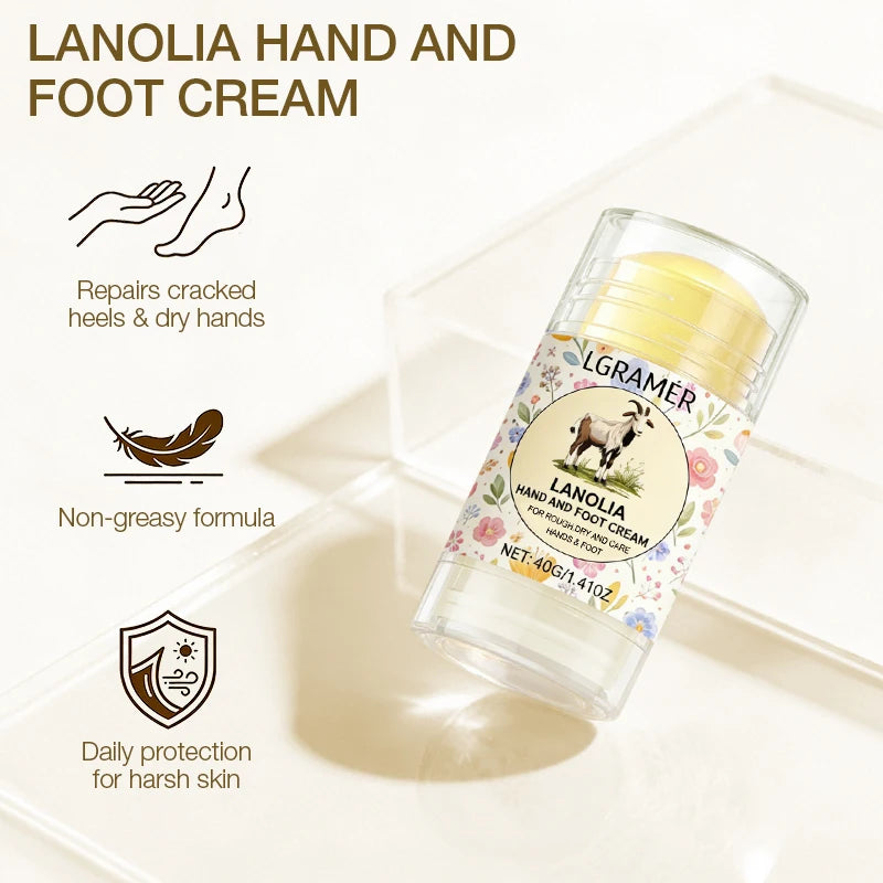 Lanolia Foot Cream Dry Cracked Feet Heel Gentle Exfoliation Softening Dryness Skin Ultra-Hydrating Hand Care Cream Stick 40g