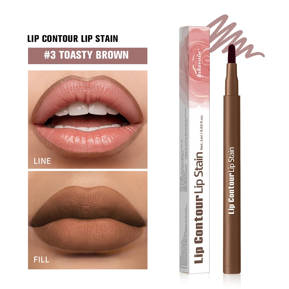 2-in-1 lip stain & lip liner Pen Lip Contour For 12-Hour water proof smudge-proof kiss-proof transfer-proof 8 Colors Lips Makeup