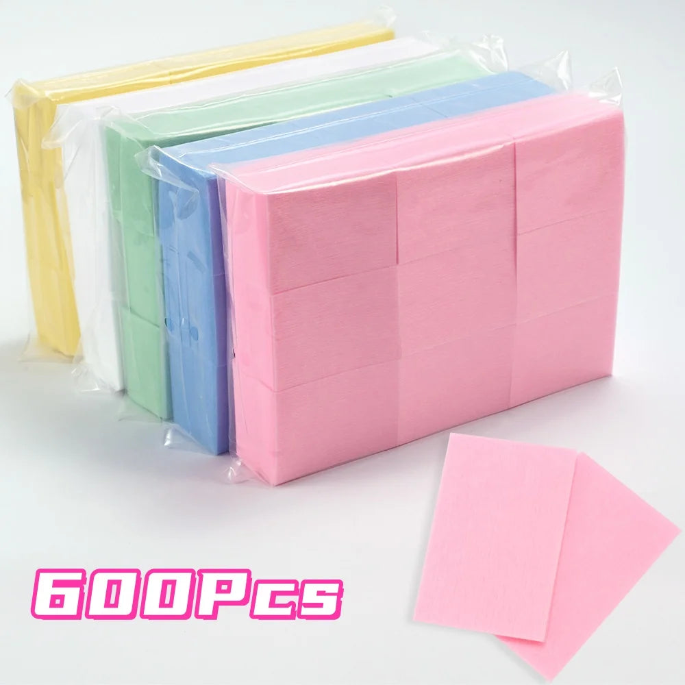 100/600pcs Lint Free Cotton Nail Wipes Nail Polish Remover Super Absorbent Gel Nail Polish Remover Cotton Pads Nail Salon Tools