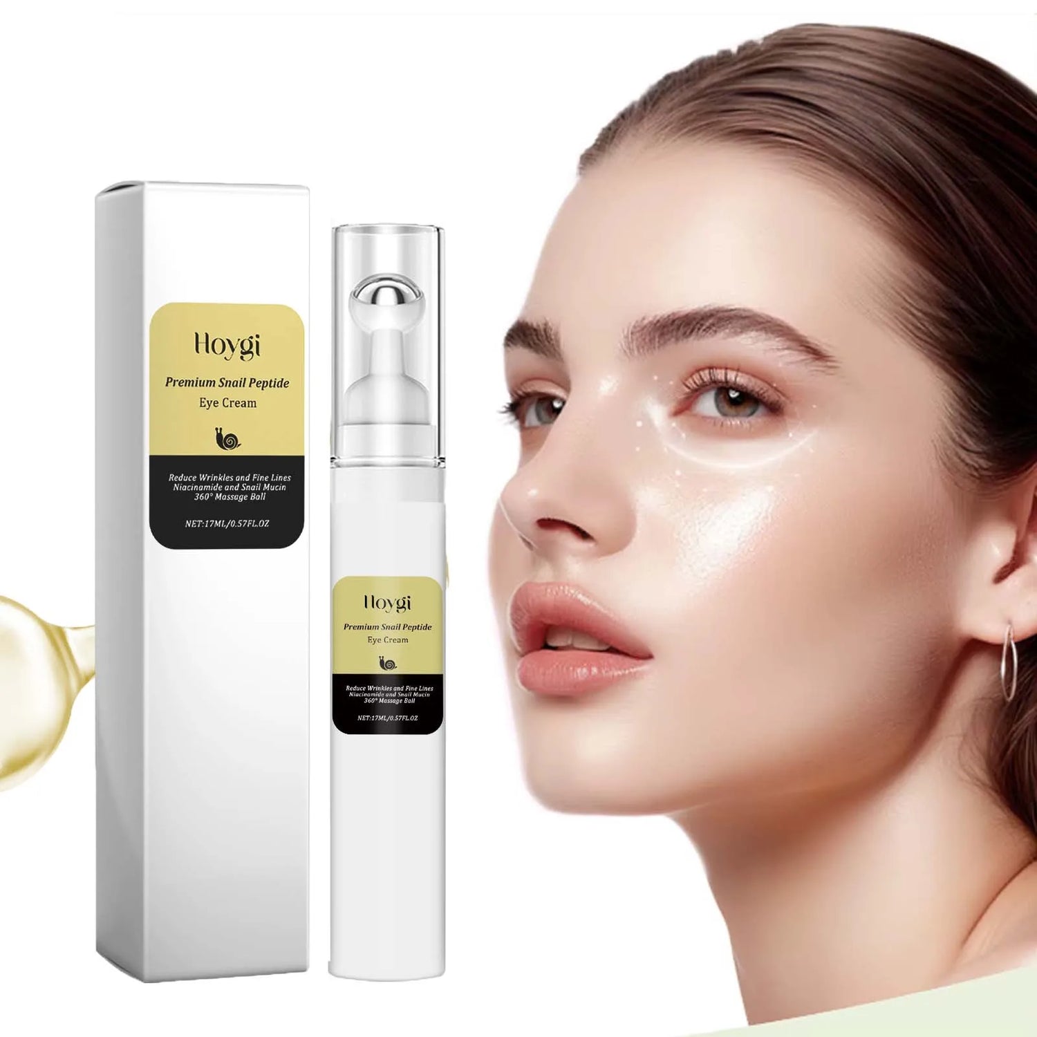 Snail Peptide Eye Cream Remove Eye Bag Anti-Puffiness Fade Dark Circle Firming Skin Roller Massage Nourishing Care Eye Cream