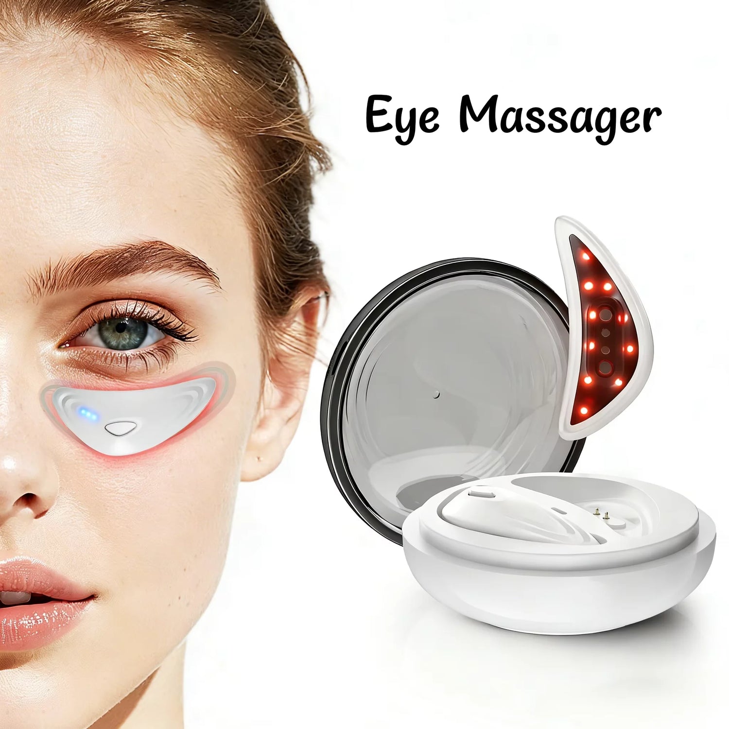 EMS Eye Massager Portable Under-Eye Patch Eye Beauty Device Red Light Relieve Eye Fatigue Dark Circles Puffiness Gifts for Her