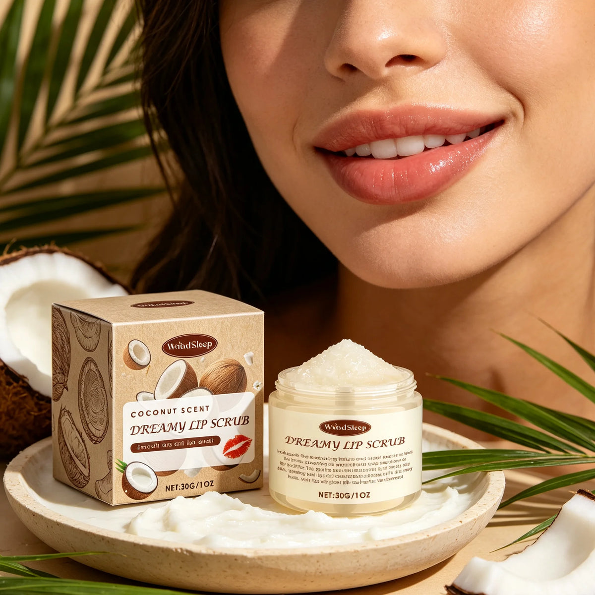 Coconut Sugar Lip Scrub Natural Organic Exfoliating Dead Skin Remover Moisturizing Lighten Dark Lips Repair Chapped Dry Lip Care