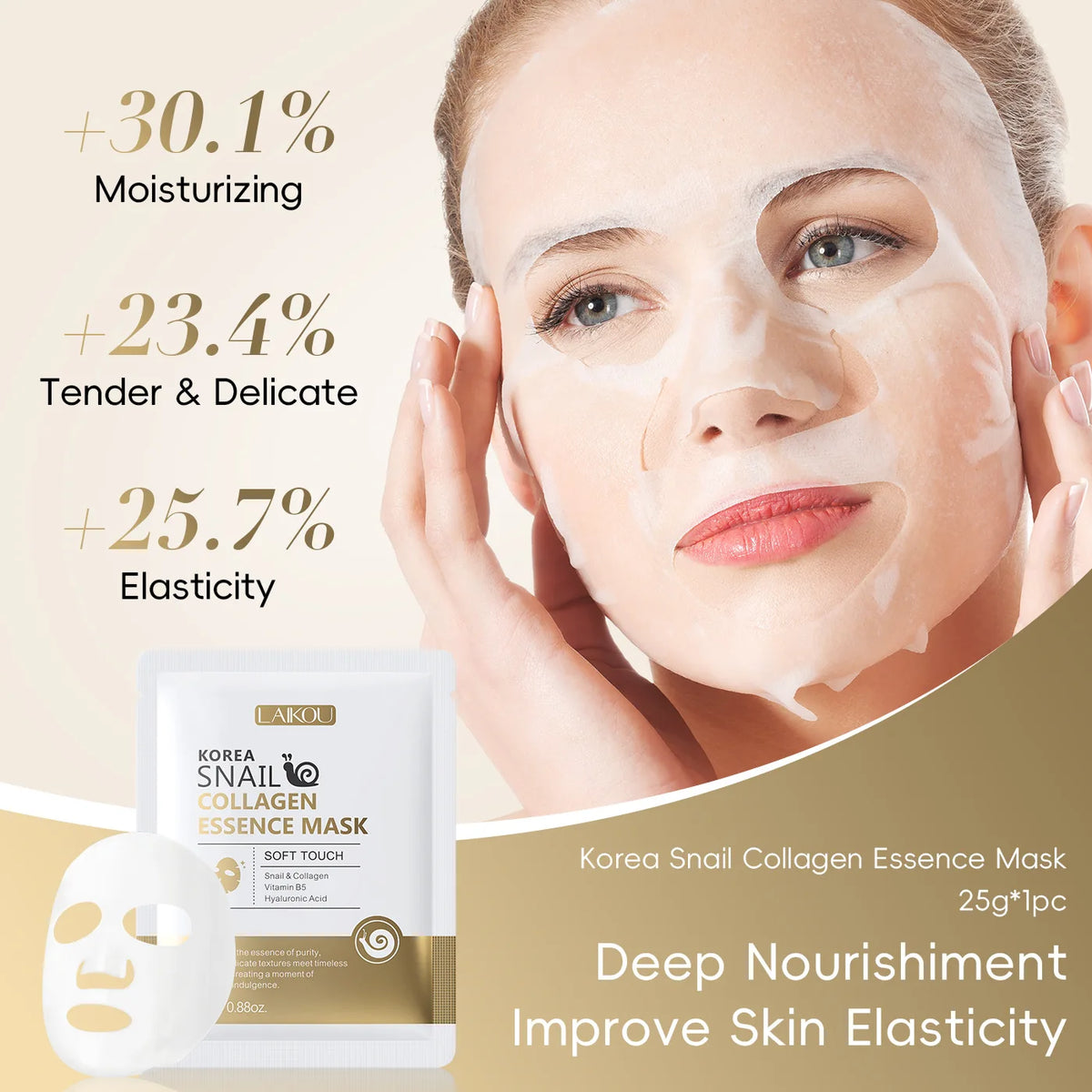 Snail Mucin & Protein Sheet Mask,Anti-Aging & Repair Face Mask,Hydrating Firming Essence Mask for Wrinkles and Pores,5/10/20 PCS