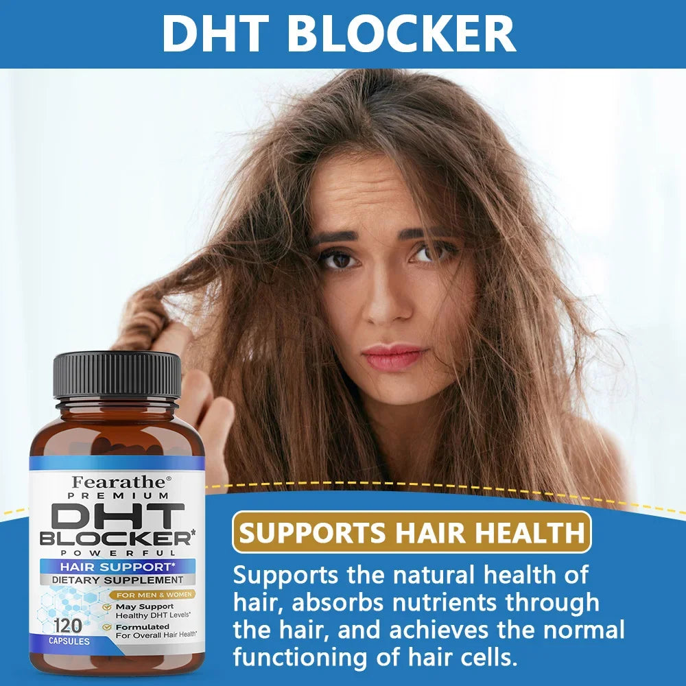 DHT Blocker, Powerful Saw Palmetto and Biotin Hair Growth Supplement, Promotes Hair Growth, Strengthens Hair and Scalp