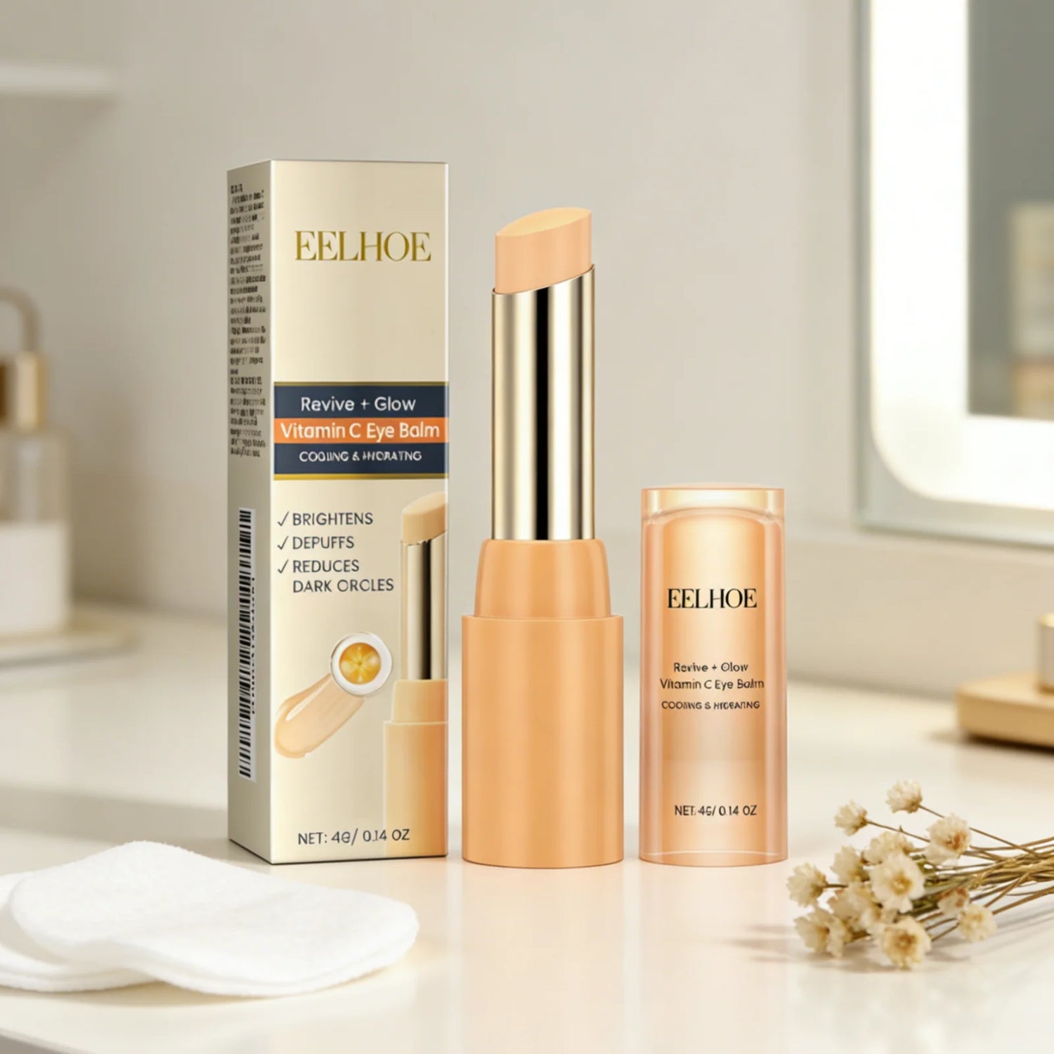 EELHOE Vitamin C Eye Balm Long Lasting Moisturizing Lifting Skin Rejuvenation Deep Nourishment Anti Puffiness Eye Serum Stick