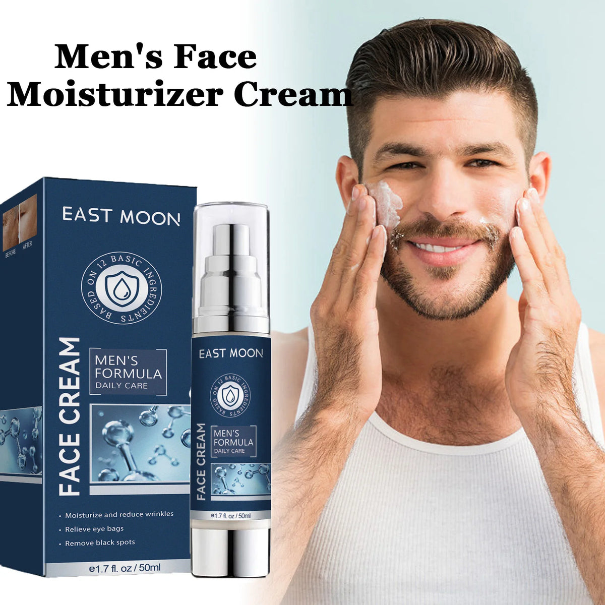 6 IN1 Men's Face Moisturizer Cream Hydrating Skin Lighten Dark Circles Anti-Puffiness Fade Fine Lines Brightening Facial Cream