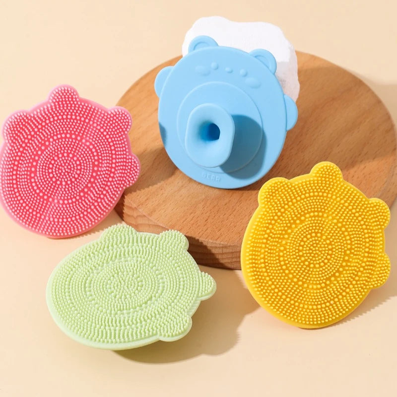 Silicone Baby Hair Brush for Removing Cradle Cap Cute Cartoon Baby Massage Bath Brush Soft Silicone Scrubbers Exfoliator Brushes