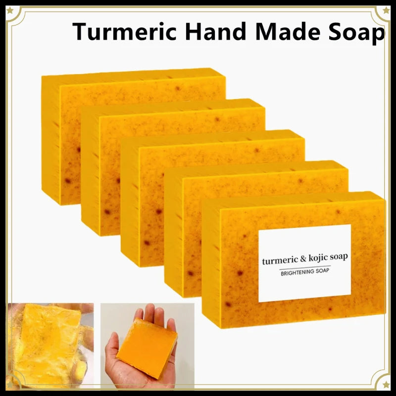 1/2/3Pcs  Turmeric Hand Made Soap, Lemon Kojic Acid Soap, Shower and Facial Soap Body Care