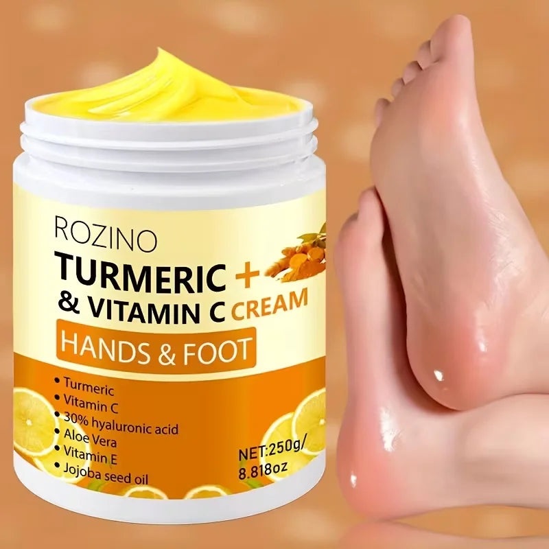 【Ultra Anti-Cracking】250G Turmeric Cracked Hand and Foot Care Cream - Anti-Cracking Repair Cream, Highly Moisturizing and Nourishing, Light Beige Color. Can Be Used on Dry Areas Such as Hands, Back of Feet, Ankles, Elbows