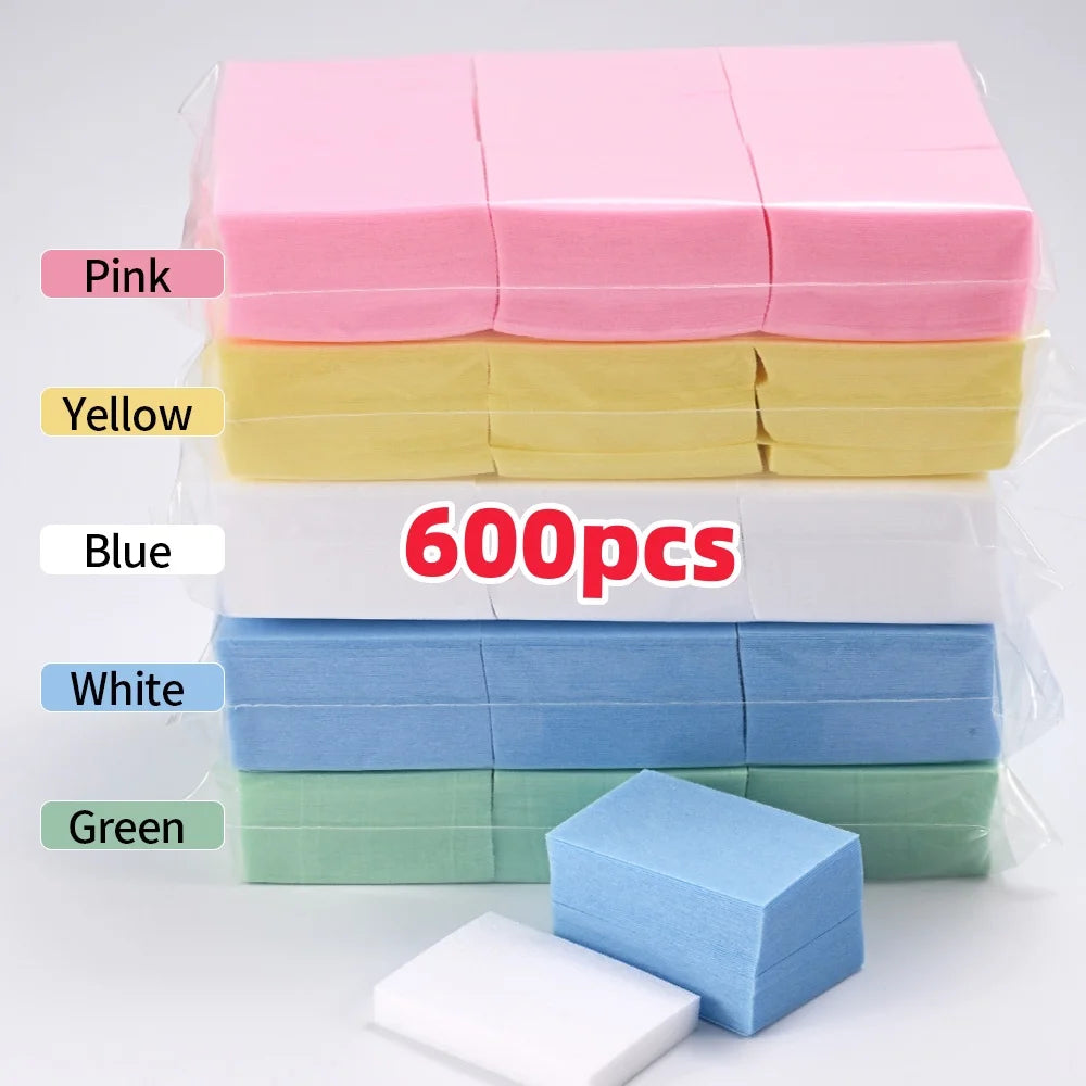 100/600pcs Lint Free Cotton Nail Wipes Nail Polish Remover Super Absorbent Gel Nail Polish Remover Cotton Pads Nail Salon Tools