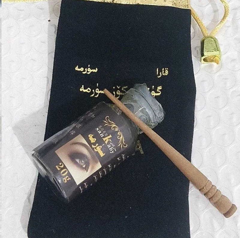 20g Natural BLACK Surma Sormeh Ithmid Kajal Kohl Powder Color lasting Traditional Tool