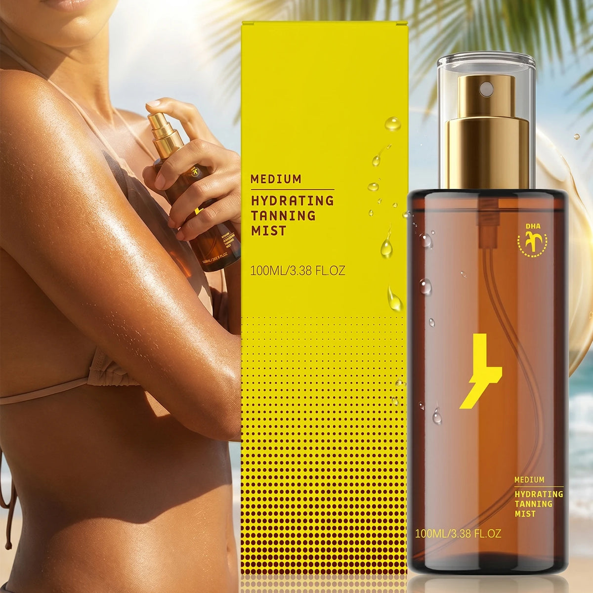 100ml Self Tanning Mist for Sun Kissed Natural Glow Long Lasting Sunless Tan Fast Drying Hydrating Spray Vegan DHA Streak Free