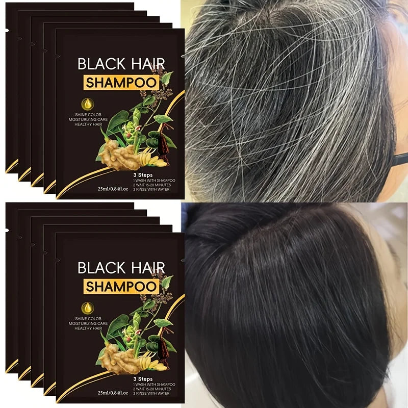 Bag of 3-in-1 Instant Hair Color Shampoo, DIY Hair Color Herbal Color Treatment, 25ml Hair Color Sachet