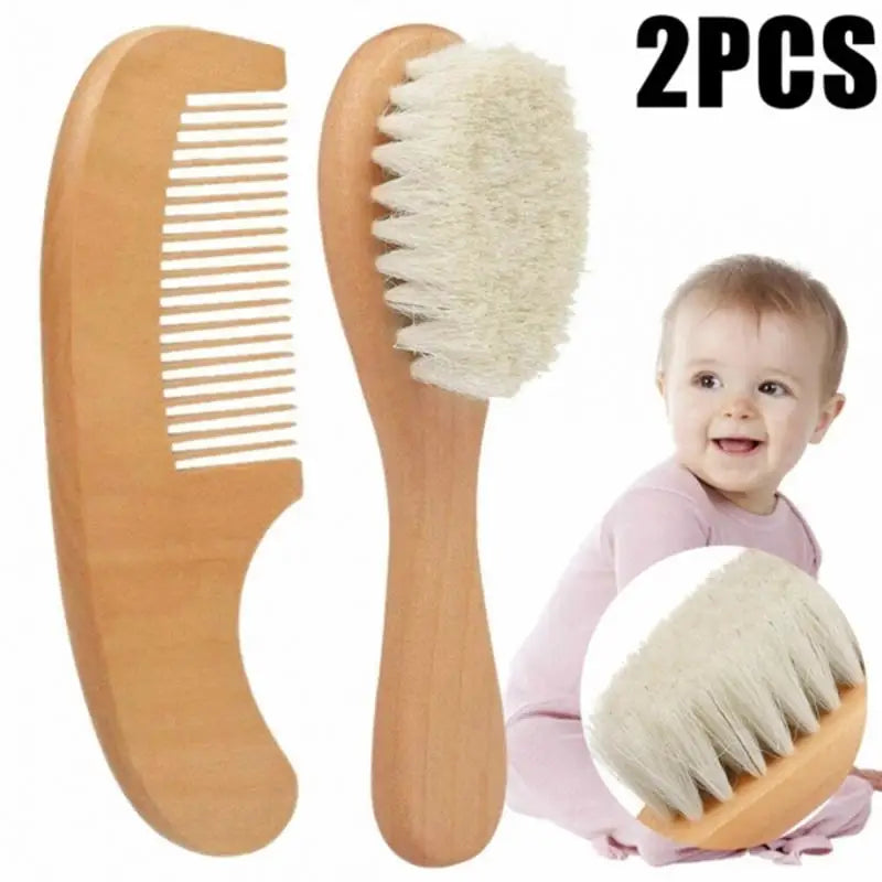 Newborn Baby Wool Wood Brush Comb Head Massage Tool Portable Baby Comb Bath Brush Comb Baby Care Hairbrush Head Massager