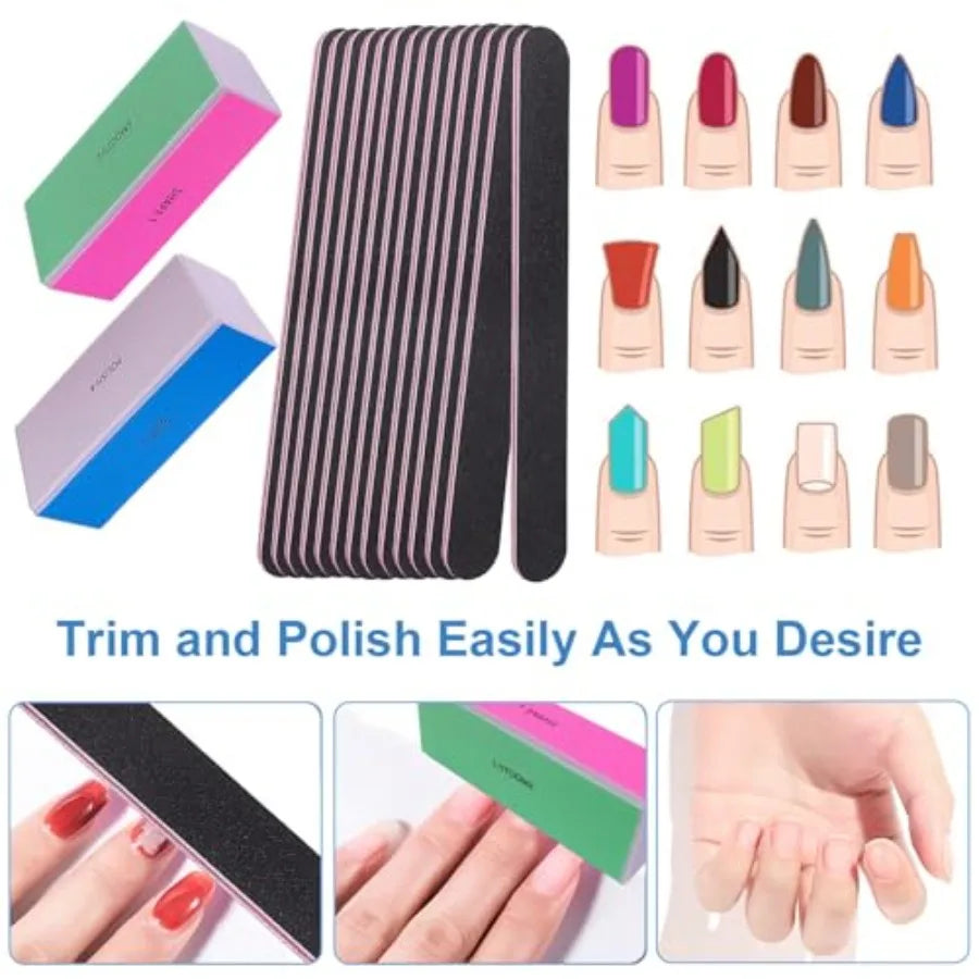 Nail File and Buffer Set, 4 Way Nail Buffers Shine Kit Professional Nail Files for Natural Nails Manicure Filer Filing Polishin