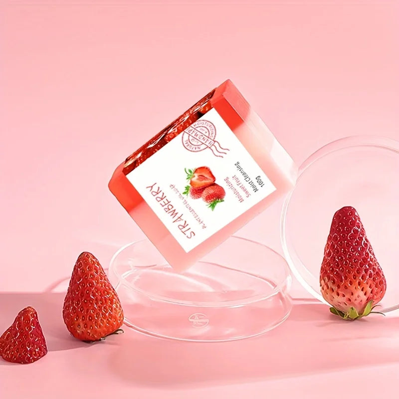 1Pcs X 100g Nourishing Handmade Strawberry Soap – Rich Lather, Deep Cleansing & Moisturizing, Perfect for Home & Travel