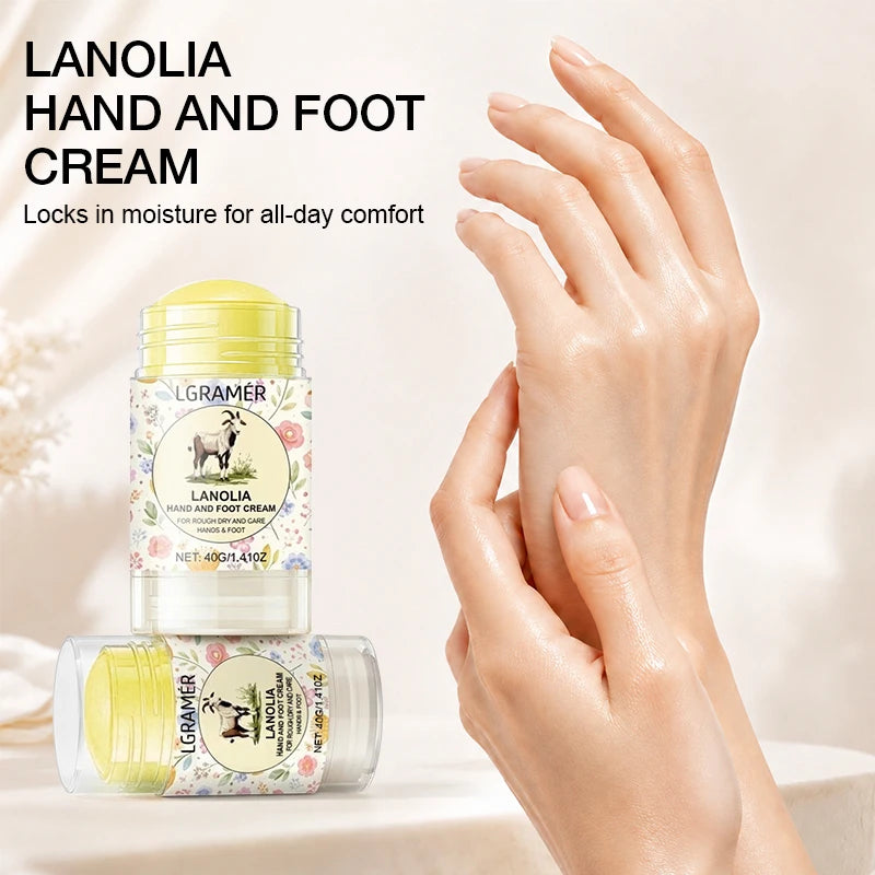 Lanolia Foot Cream Dry Cracked Feet Heel Gentle Exfoliation Softening Dryness Skin Ultra-Hydrating Hand Care Cream Stick 40g