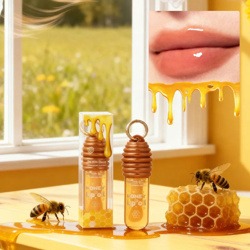 Honey Lip Oil Essence Moisturizing Lip Gloss with Keychain Portable Lip Balm Lipstick Glaze for Bags Popular Beauty Care