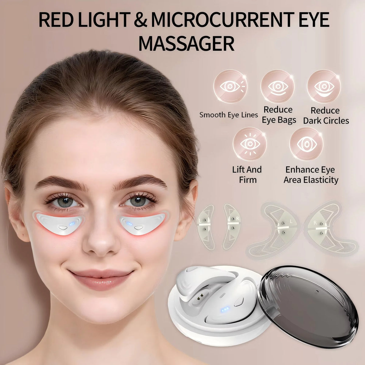 EMS Eye Massager Portable Under-Eye Patch Eye Beauty Device Red Light Relieve Eye Fatigue Dark Circles Puffiness Gifts for Her