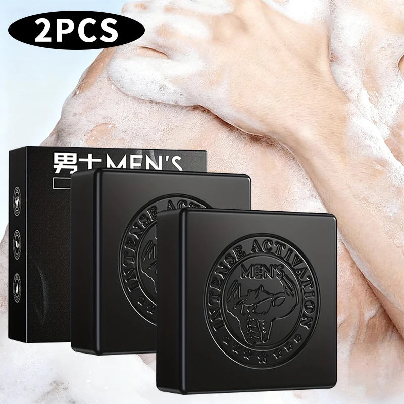2PCS Men's Refreshing Essence Soap, Refreshing Cleaning Soap, Contains Vitamin B Vegan E