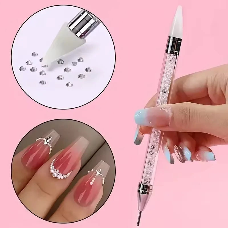 Double Headed Nail Art Rhinestone Picker Pen Crystal Wax Pencil Diamond Manicure Tools DIY Gel Polish Decoration Auxiliary Tool