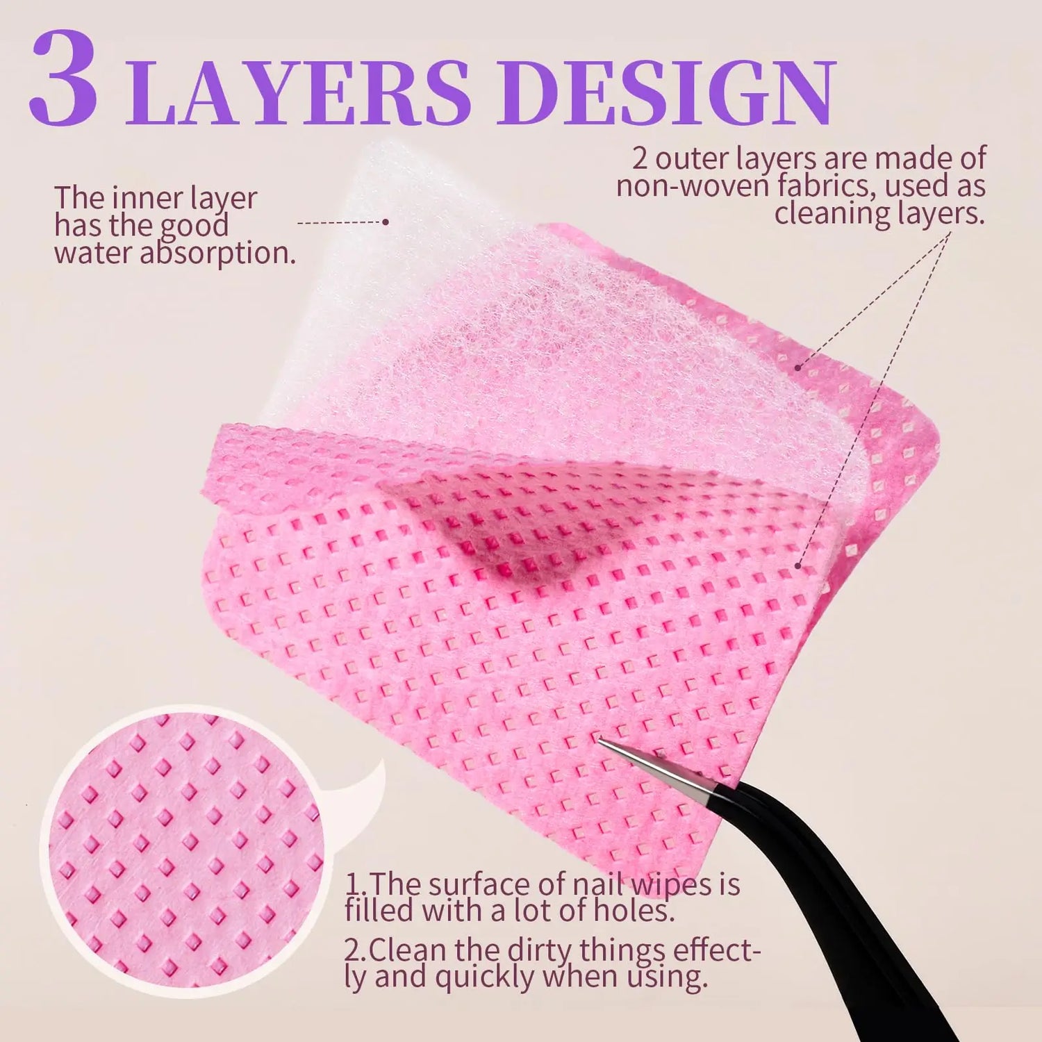 LINMANDA 200Pcs Lint Free Nail Cleaning Wipes Nail Cleaning Pads Gel Nail Cleaning Wipes Suitable for Home or Nail Salon Use