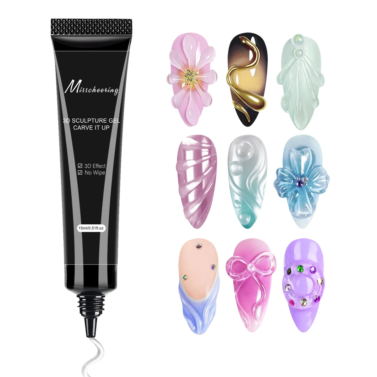 15ml 3D Nail Art Gel - DIY Designs Waterproof Sculpting gel Waterproof Nail Art Design Gel for Intricate Carvings & Shapes
