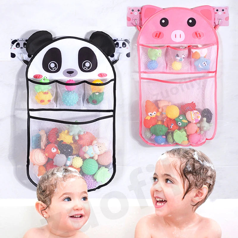 Baby Bath Toys Cute Duck Frog Mesh Net Toy Storage Bag Strong Suction Cups Bath Game Bag Bathroom Organizer Water Toys for Kids
