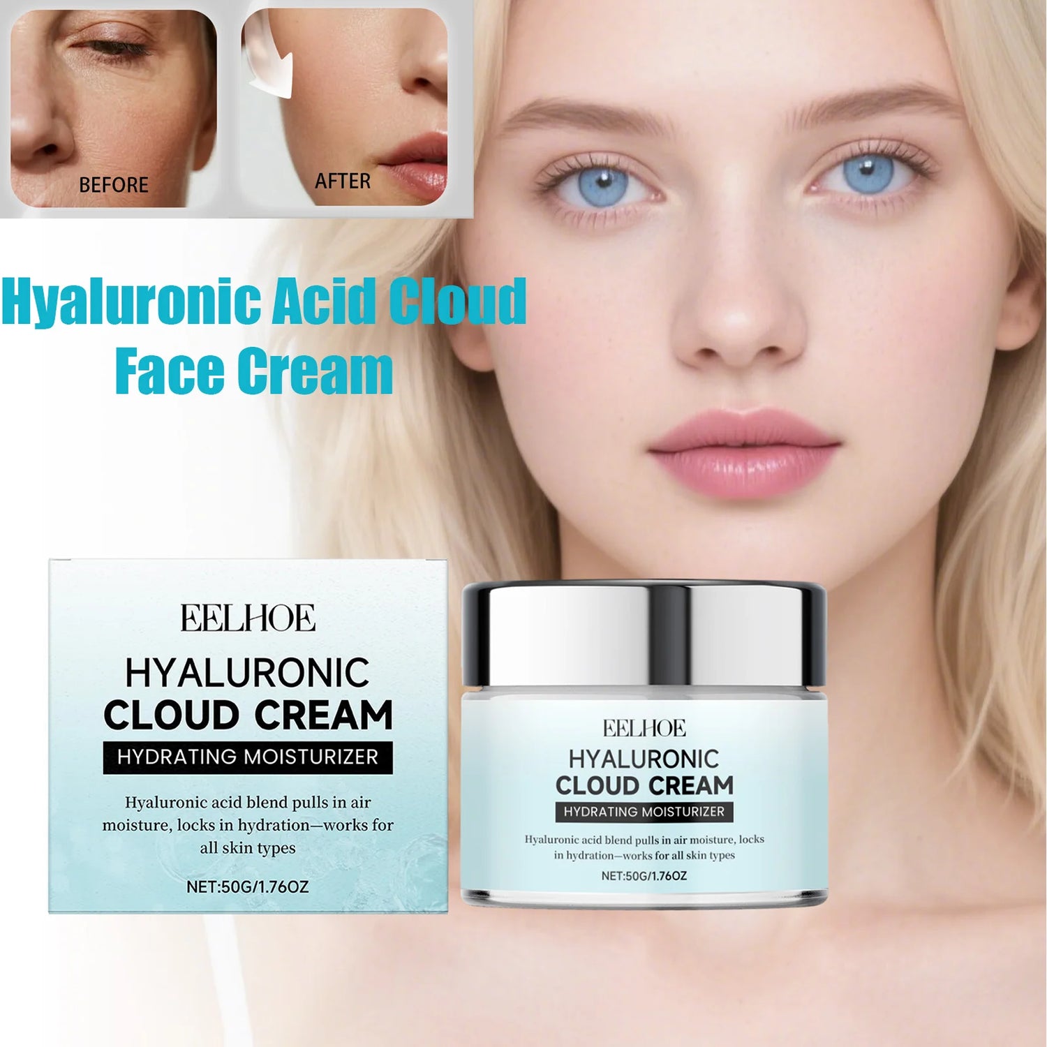Hyaluronic Cloud Cream Hydrating Non-Greasy Lightweight Tighten Brightening Smoothing Nourishing Makeup Primer Face Cream