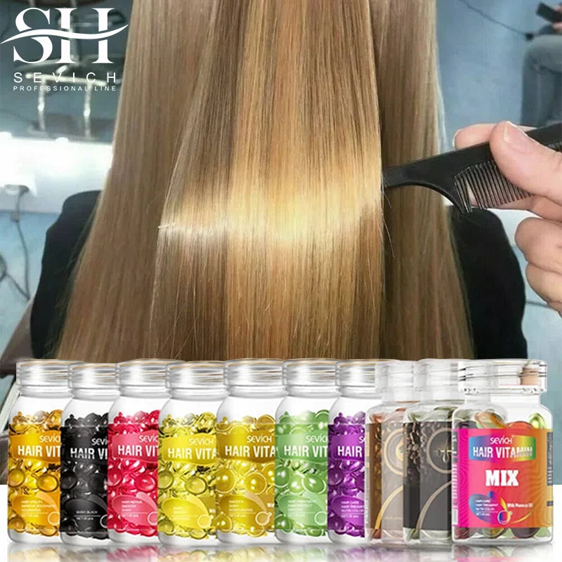 30Pcs Anti Hair Loss Hair Vitamin Capsule Oil Keratin Complex Oil Smooth Silky Hair Serum Hair Mask Repair Frizz Damaged Sevich