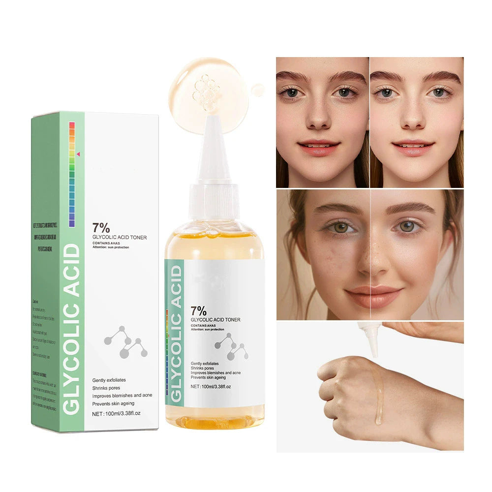Glycolic Acid 7% Toning Solution To Remove Acne Moisturize Skin Rejuvenating Lotion Gentle Glycolic Acid Tone Exfoliating Toner