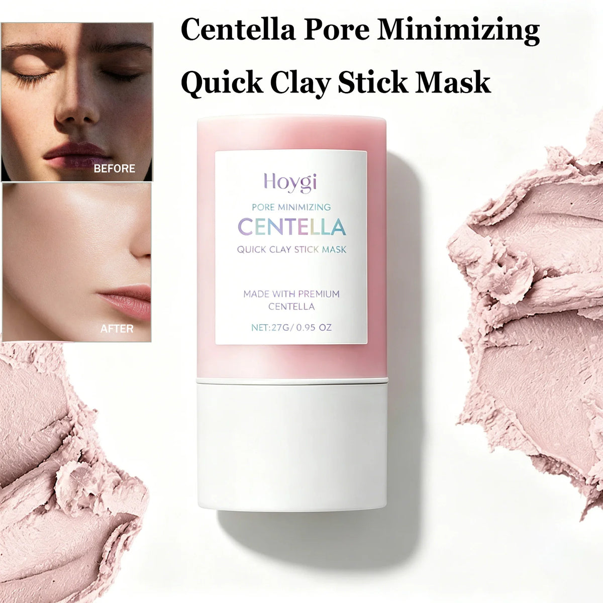 Centella Clay Stick Mask Facial Cleansing Pore Minimizing Deep Moisturizing Soothing Facial Brightening Face Mask Skin Care 27g