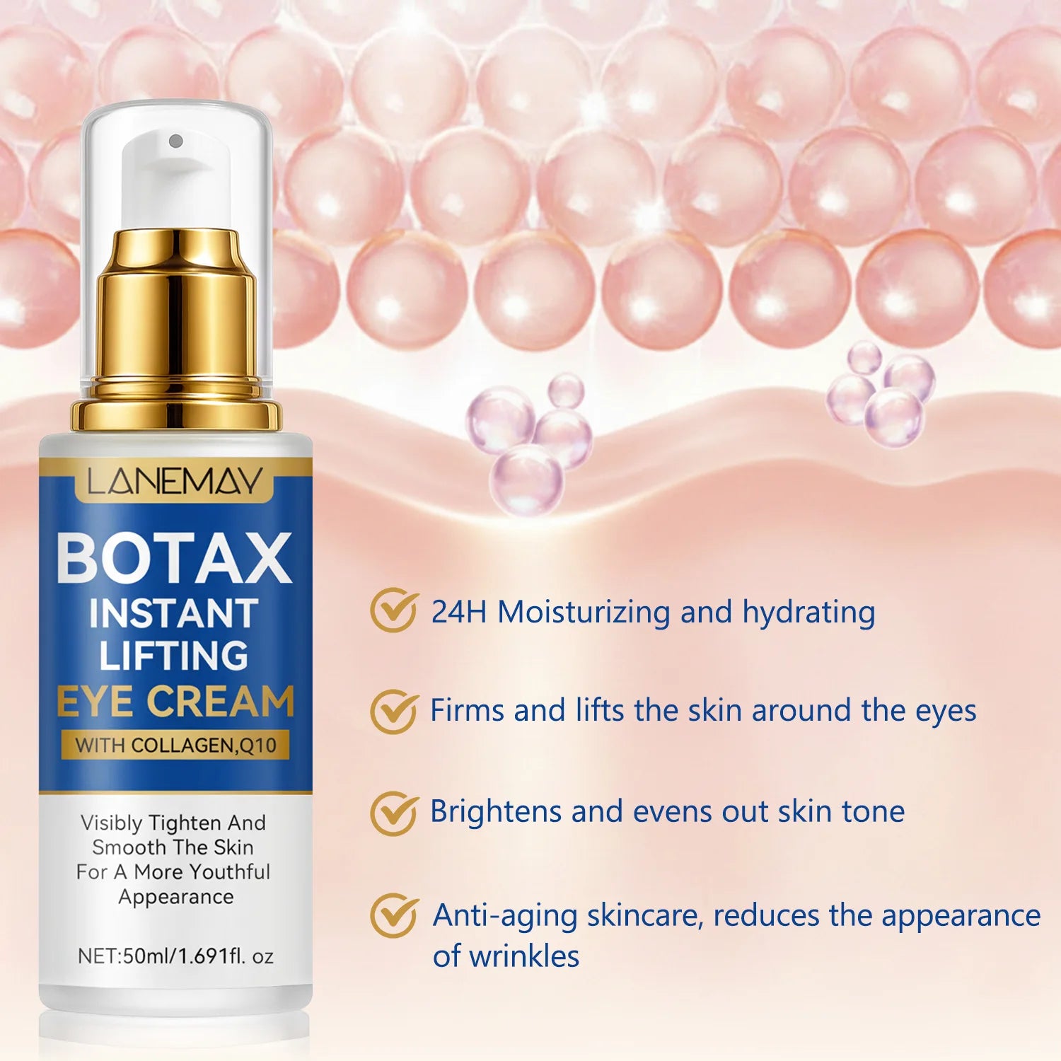 Botax Instant Lifting Eye Cream - Provides 24-Hour Hydration to the Eye Area, Anti-Wrinkle and Anti-Aging Effects 50ml