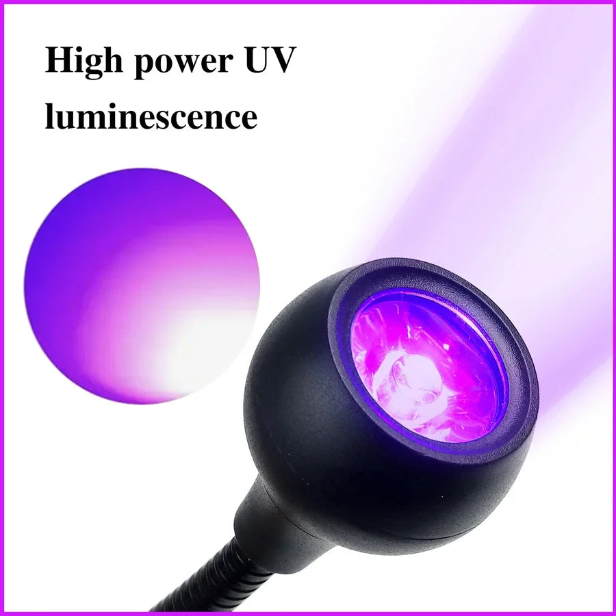 5W LED UV Gel Nail Curing Lamp with Clip And Flexible Tube Nail Dryer for Gel Polish