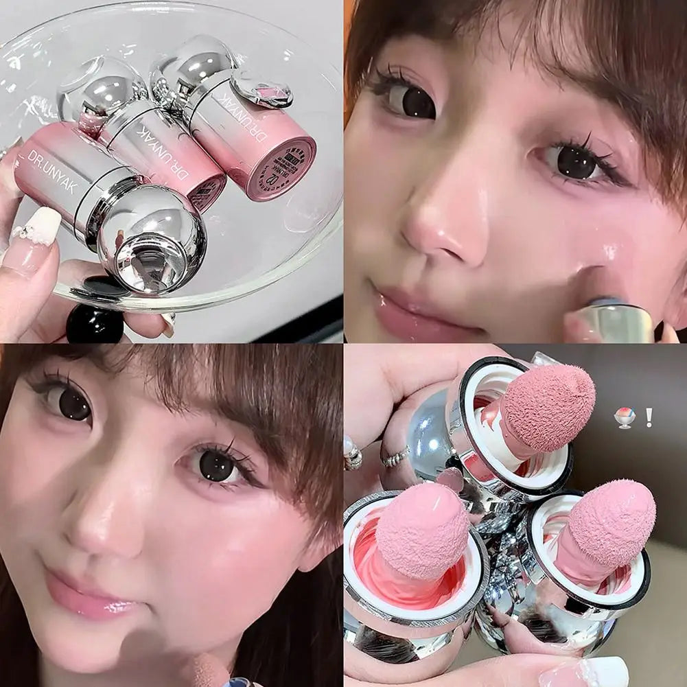 Velvet Liquid Blush Matte Sponge Head Blusher Natural Lasting Brighten facial Contour Blush Tint Makeup