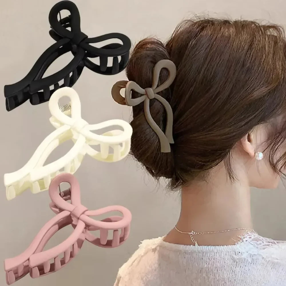 Bow Matte Large Hair Claw Crab Ponytail Acrylic Bowknot Hair Clips Hairpins Girls Barrettes Headbands Hair Accessories