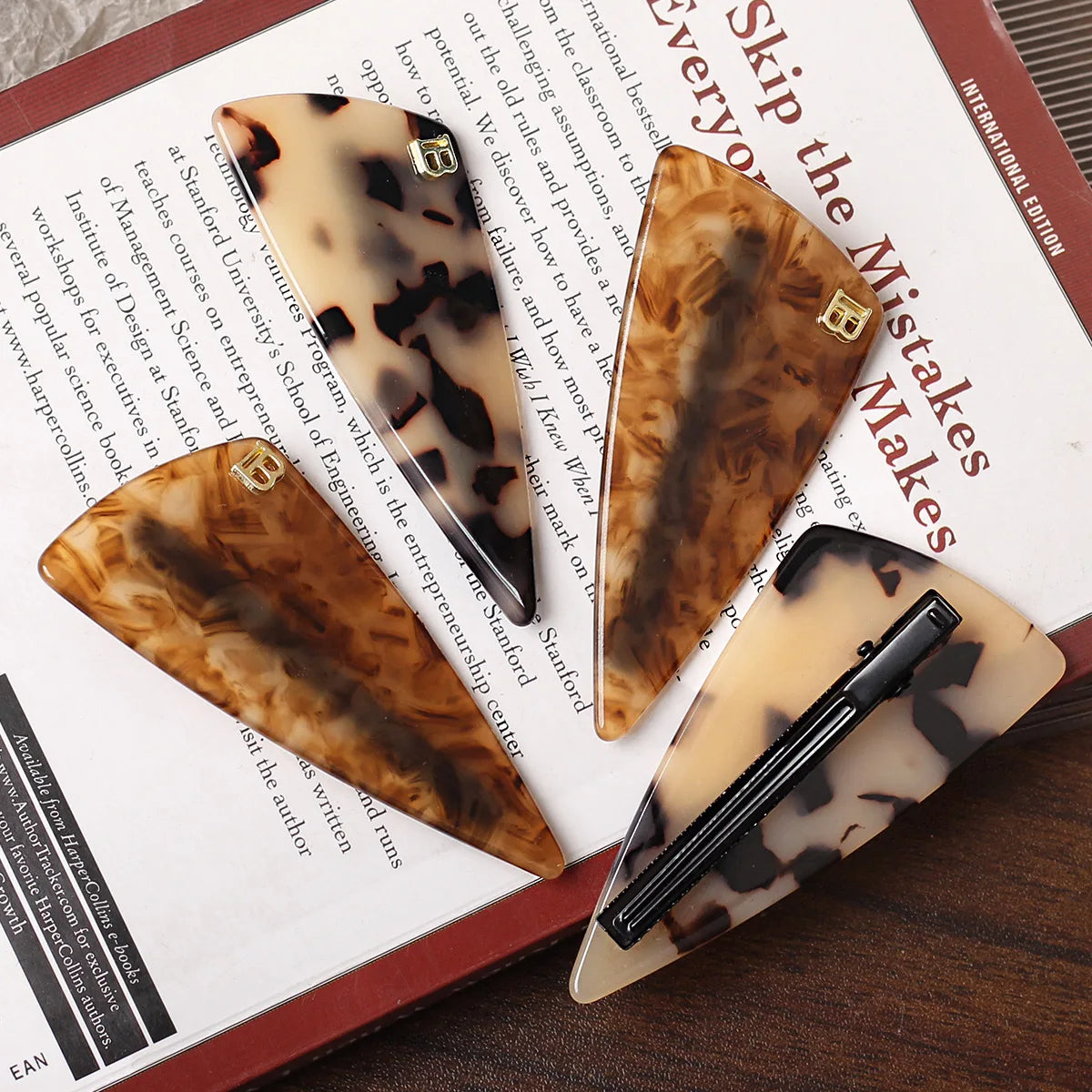 1pc Korean version exquisite square color blocked edge clip hair clip straight clip headband clip half ponytail horizontal clip