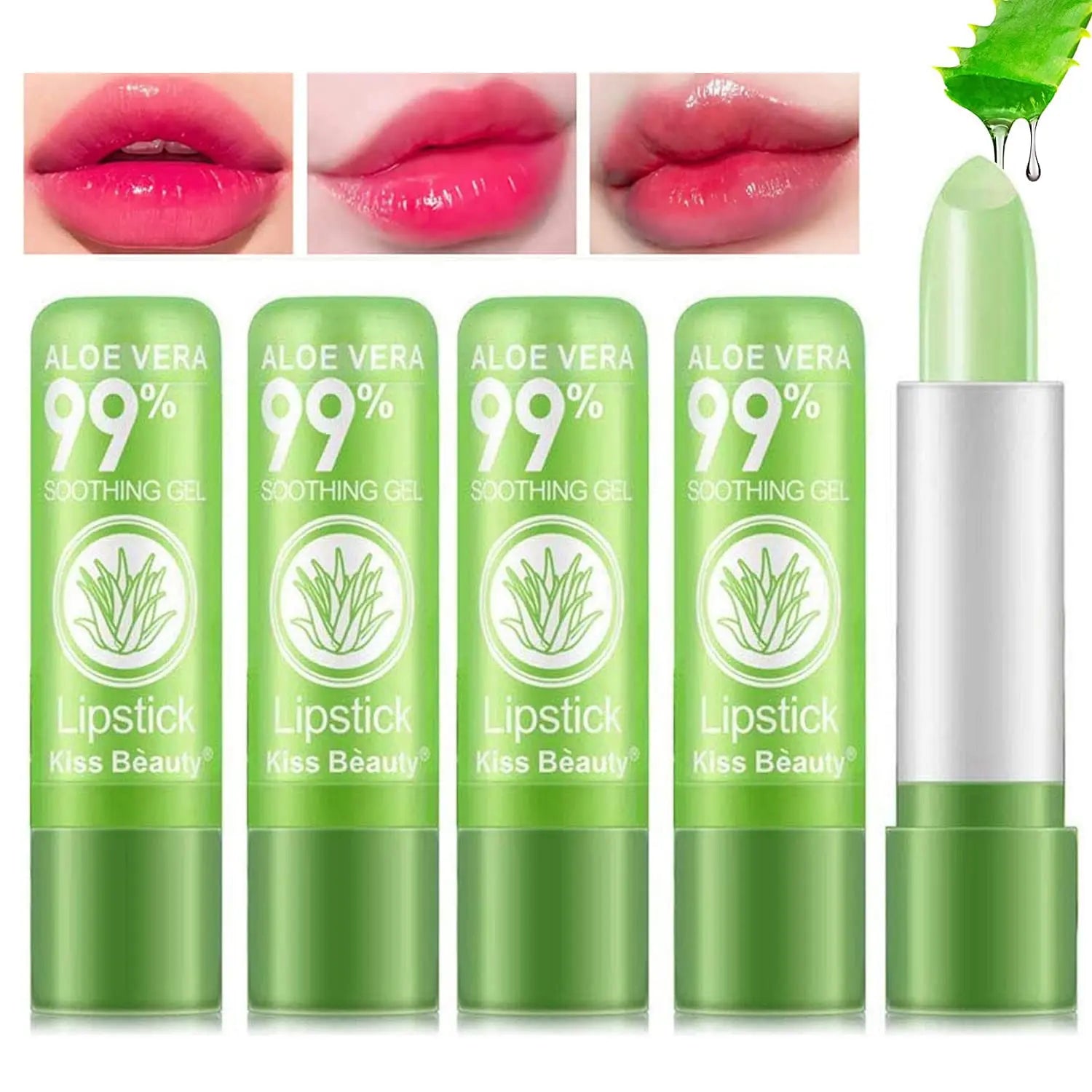 3.5g Aloe Vera Color Changing Tinted Lip Balm Temperature Activated Lipstick Long Lasting Moisturizing Lipstick Soothing Hydration Lips Portable Daily Lip Makeup Cosmetic Essentials Gift For Women Men