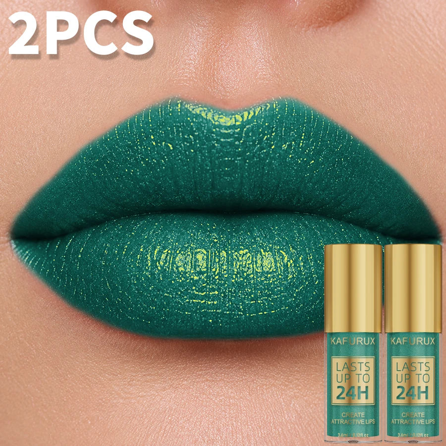 2PC Glitter Metallic 5 Colors Lip Glaze Shiny Waterproof  Lip Gloss Liquid Lipstick Korean Makeup Lip Oil Lip Tint Gifts Long Lasting Lip Cosmetic for Women Gfits