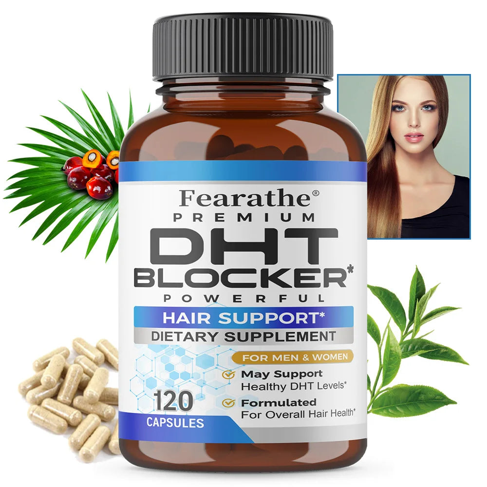 DHT Blocker, Powerful Saw Palmetto and Biotin Hair Growth Supplement, Promotes Hair Growth, Strengthens Hair and Scalp