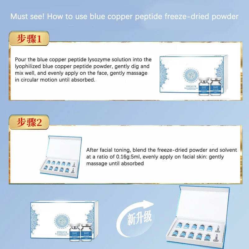 High Purity 98% Blue Copper Peptide Essence Facial Anti-Aging Repair Polypeptide Active Hyaluronic acid Moisturizing Skin Care